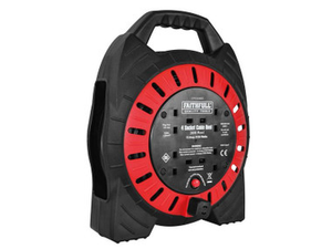 Faithfull FPPCR20MSE Power Plus Semi Enclosed Cable Reel 20m 240V 13Ah 4G