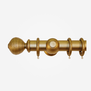 55mm Portofino Old Gold Ribbed Ball Curtain Pole