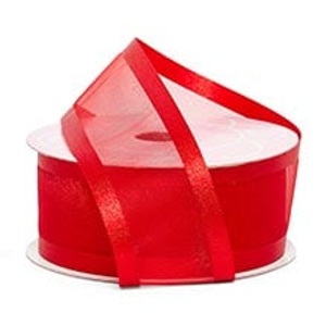 Sheer Satin Red Arabesque Ribbon - 3/8" X 25yd - Sheer Organza - Organza Ribbon by Paper Mart