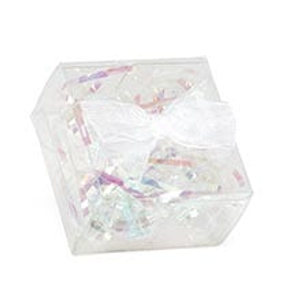 Clear Favor Box With White Bow Cardboard - Quantity: 12 - Favor Boxes Width: 2" Height/Depth: 1" Length: 2" by Paper Mart