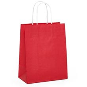 Red Paper Shopping Bags Colored Gusset - 3 1/4" - Quantity: 25 - Twist Handle Bags - Size: Rose Width: 5 1/2" Height/Depth: 8 3/8" by Paper Mart