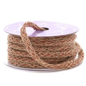 Ntrl/Red Mtllc/Burlap Soft Braid Cord Colored - 8mm X 10 Yards - Jute - Embellishments & Trims by Paper Mart