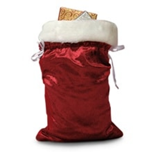 Red Christmas Velvet Fur Bags - Quantity: 12 - Fabric Bags Width: 9" Height/Depth: 14" by Paper Mart
