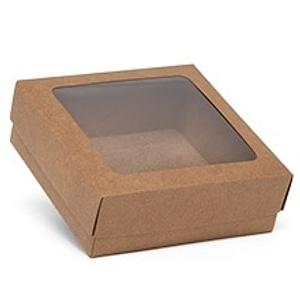 Bakery Kraft Square Window Cookie Box - 6 X 6 X 1-3/4 - Cardboard - Quantity: 100 by Paper Mart