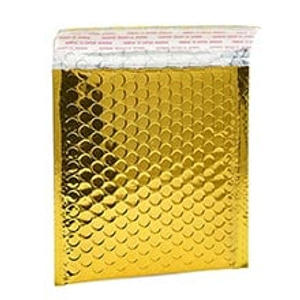 Gold Bubble Mailer Colored - 12-3/4" X 10-1/2" - Metallic - Quantity: 100 - Padded Mailers - Inside Of Bag When Sealed : 12-3/4" X 10-1/2"