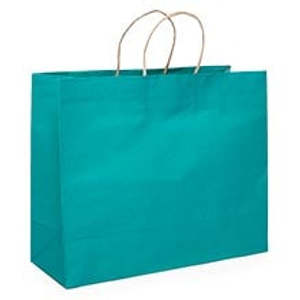 Turquoise Kraft Handle Bag-Pkg Colored - 16 X 6 X 13 - Gusset - 6" - Quantity: 25 - Twist Handle Bags - Baseweight: 65 Lbs by Paper Mart
