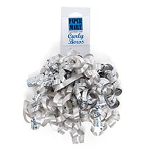 Silver Curling Bows - Quantity: 24 - Polyethylene Ribbons Width: 5" by Paper Mart