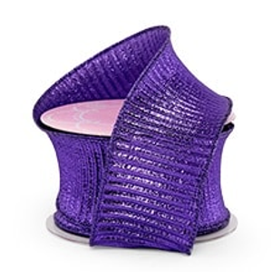 Purple Crimped Metallic Wired Ribbon - 2-1/2" X 10 Yards - Polyester - Embellishments & Trims by Paper Mart