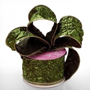 Metal Green Crushed Satin Ribbon - 1-1/2" X 10 Yards - Silk - Embellishments & Trims by Paper Mart
