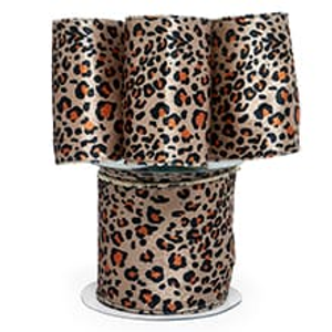 Leopard Print Wired Ribbon - 4" X 10 Yards - Cotton - Embellishments & Trims by Paper Mart