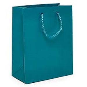 Matte Teal Euro Shoppers Colored Satin Gusset - 4" - Quantity: 25 Size: Cub Width: 8" Height/Depth: 10" by Paper Mart