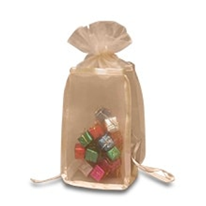 Clear Ivory Mesh Rectangular Fabric Bags - 4-1/2" X 4-1/2" X 7" - Gusset - 4 1/2" - Quantity: 12 by Paper Mart