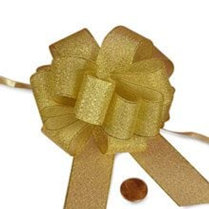 Gold Metallic Lurex Bow 4-1/2" Fabric Cloth Diameter - 4 1/2" - Quantity: 12 - Ribbon Width: 1 1/8" by Paper Mart