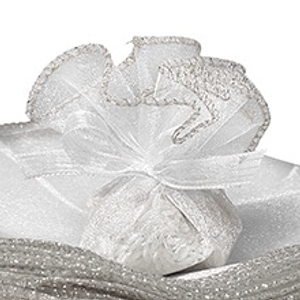 White Organza Circles With Silver Trim 9" Fabric Cloth - Quantity: 25 by Paper Mart