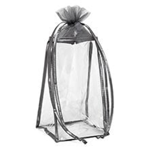 Cosmetic Crystal Clear Vinyl Bags Wholesale Silver Fabric Cloth - Quantity: 12 - Fabric Bags - Insidedimensions: 5 1/2" X 5 1/2" X 10"