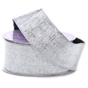 Silver Patrician Metallic Wired Ribbon - 2-1/2" X 10 Yards - Cotton - Embellishments & Trims by Paper Mart
