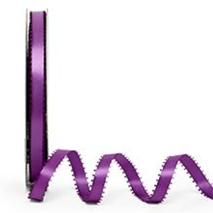 Purple double Face Picot Ribbon - 3/16" X 50 Yards - Satin by Paper Mart