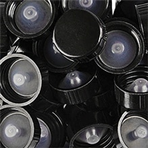 Round 20mm Dia Black Polypropylene / Cellophane Cap W/Poly Cone Liner Glass - Quantity: 40 - Packaging Height/Depth: 1/2" by Paper Mart