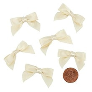 Ivory Satin Bows 1-3/8" - Quantity: 50 - Embellishments Width: 1" Length: 1 3/8" by Paper Mart