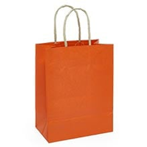 Tan Paper Shopping Bags Colored Gusset - 3 1/4" - Quantity: 25 - Twist Handle Bags - Size: Rose Width: 6" Height/Depth: 8 3/8" by Paper Mart