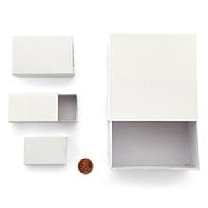 Bulk White Slider Boxes - Qty: 72 - High Wall Cardboard Boxes - 2 Piece - Width: 2-1/16 Height/Depth: 1-1/4 Length: 3 1/8