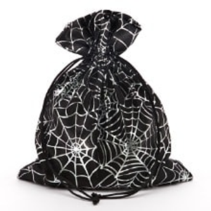 Black/Silver Spider Web Satin Bags - 6 X 8 - Quantity: 12 - Fabric Bags by Paper Mart