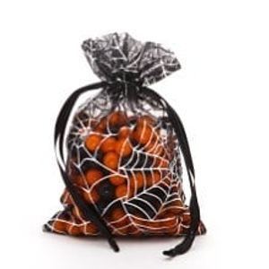 Black/Silver Spider Web Sheer Bags - 6 X 8 - Quantity: 12 - Fabric Bags by Paper Mart