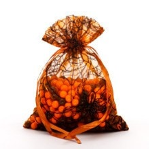 Orange/Black Spider Web Sheer Bags - 6 X 8 - Quantity: 12 - Fabric Bags by Paper Mart