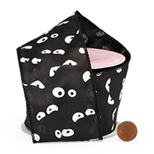 Black/White Spooky Eyes Satin Wrd Ribbon - 2-1/2" X 10 Yards - Polyester - Embellishments & Trims by Paper Mart