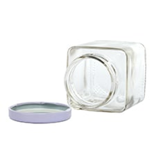 Display Round 7 oz Square Glass Jar With Lid - Quantity: 24 - Packaging Width: 2 3/4" Height/Depth: 3 1/8" Length: 2 3/4" by Paper Mart