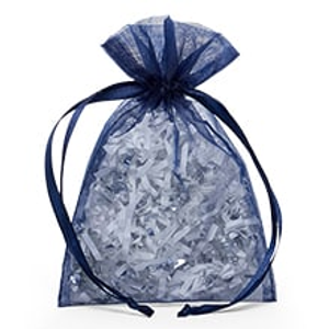 Navy Organza Gift Bags Colored - Quantity: 30 - Fabric Bags Width: 5" Height/Depth: 8" by Paper Mart