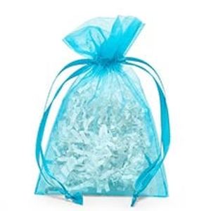 Turquoise Flat Organza Bags Colored - 8 X 12 - 4 mil thick - Quantity: 30 - Fabric Bags by Paper Mart