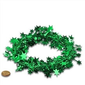 Glitter Metal Emerald Large Star Garland Metallic - Embellishments Length: 24 1/2 ft. by Paper Mart