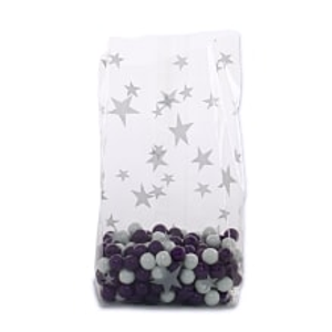 Stars Silver Cello Bags - 5" X 3" X 11-1/2" - Polypropylene - 1.2 mil thick - Quantity: 100 by Paper Mart
