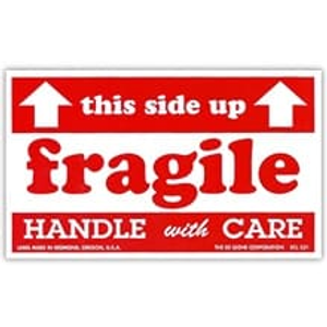 This Side Up Fragile Labels, - 3" X 5" - Labelsper Roll : 500 by Paper Mart