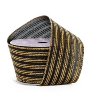 Glitter Gold/Black Tri-Striped Wired Ribbon - 2-1/2" X 10 Yards - Polyester - Embellishments & Trims by Paper Mart