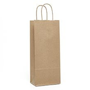 Natural Kraft Wine Twisted Handle Bags Gusset - 3 1/4" - Quantity: 25 - Twist Handle Bags - Baseweight: 70 Lbs Width: 5 1/2" Height/Depth: 13"