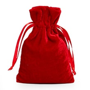 Red Velvet Bags Polyester - Quantity: 20 - Fabric Bags Width: 3" Height/Depth: 4" by Paper Mart