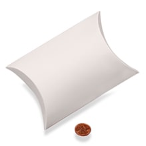 Sandy White Pillow Box - 3-7/8 X 1-3/8 X 3-7/8 - Cardboard - Quantity: 200 - Favor Boxes by Paper Mart