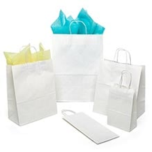 White Twisted Handle Bags Gusset - 3 1/4" - Quantity: 25 - Twist Handle Bags - Baseweight: 60 Lbs Width: 5 1/2" Height/Depth: 8 3/8"