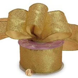 Glitter Sparkle Gold Metallic Wired Ribbon - 2-1/2" X 10 Yards - Fabric Cloth by Paper Mart