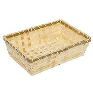 Natural Rectangular Bamboo Basket - 11" X 7-1/2" X 2-3/4" - Quantity: 12 - Baskets - Top (Inside)Dimensions(L X W): 10 3/8" X 7" by Paper Mart