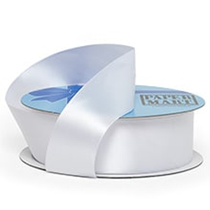 White Single Face Satin Ribbon yd - 3/8" X 100 - Type: Single Faced by Paper Mart