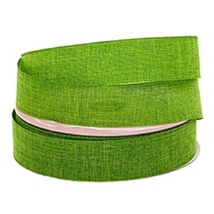 Apple Green Faux Linen Ribbon - 7/8" X 25yd - Polyester - Greeting Cards by Paper Mart