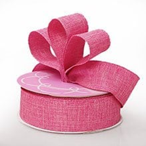 Pink Fine Linen Ribbon - 1-1/2" X 25yd - Polyester - Greeting Cards by Paper Mart