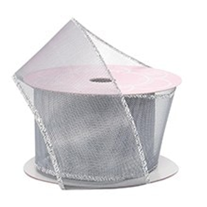 Silver Fine Metallic Mesh Wired Ribbon - 2-1/2" X 10 Yards - Polyester - Embellishments & Trims by Paper Mart
