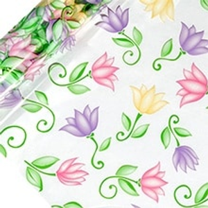 Floral Printed Cellophane - 30" X 100' - Polypropylene/Cellophane - Poly Film by Paper Mart