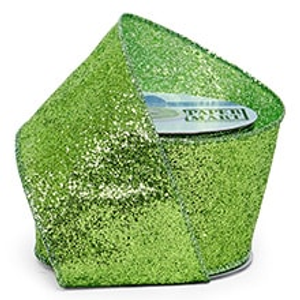 Metal Apple Green Glitter Ribbon - 2-1/2" X 10 Yards - Fabric Cloth by Paper Mart