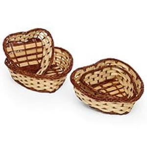 Valentines Heart Shape Bamboo Basket - 10-1/4" X 9" X 3-1/8" - Baskets - Insidedimensions: 9 1/4" X 8 1/2" X 2 1/2" by Paper Mart