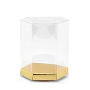 Hexagonal PVC Box with Gold Bottom - Quantity: 50 - Plastic Boxes Width: 2 1/4" Height/Depth: 3" Length: 2 1/2" by Paper Mart